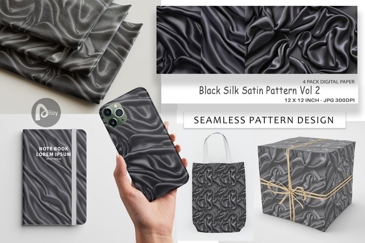 Digital Paper Black Silk Pattern example image 1