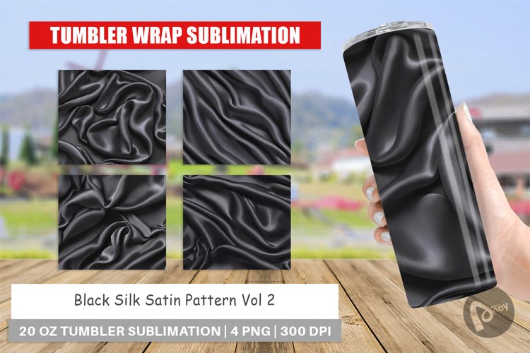 Tumbler Wrap Black Silk Pattern