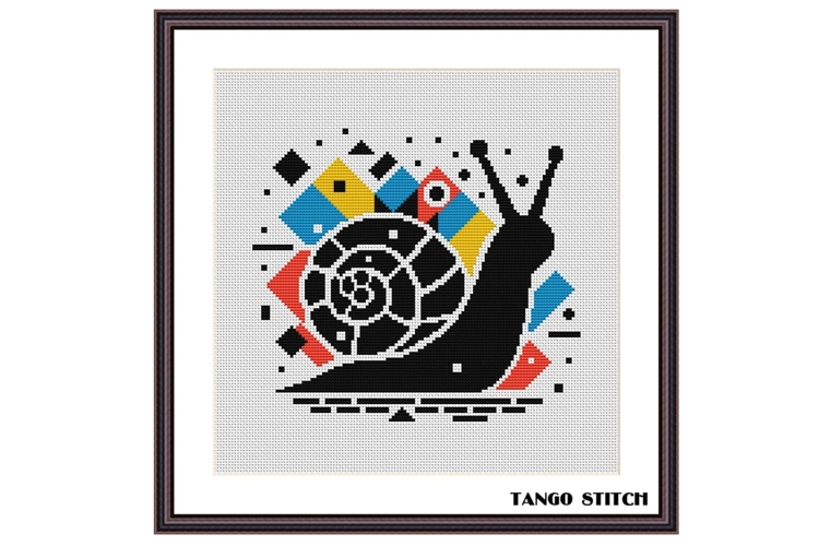 Black snail silhouette Pop Art cross stitch pattern