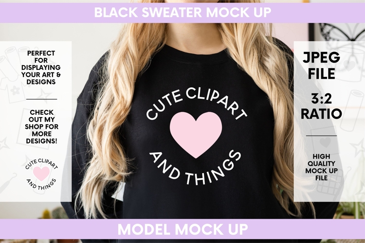 Sweater Mockup |Black Sweater Blonde Mock Up