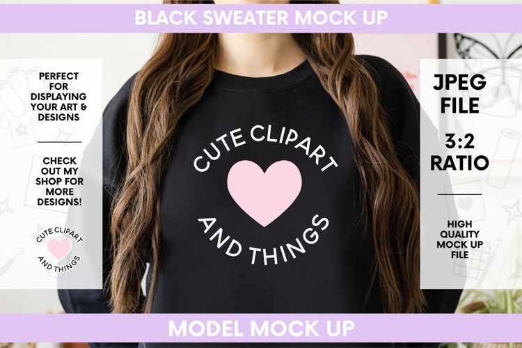 Sweater Mockup |Black Sweater Brunette Mock Up
