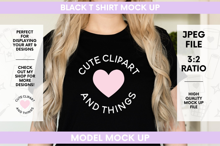 Shirt Mock Up | Black Shirt and Blonde Hair Mock Up