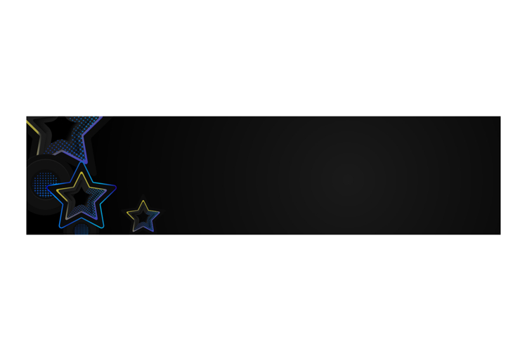 Black template horizontal cover and banner with stars gradie