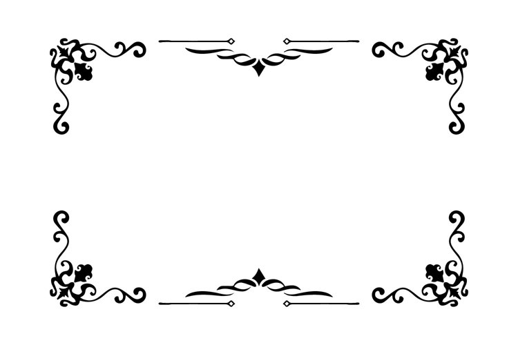 Black vintage decorative ornament and deco art graphic