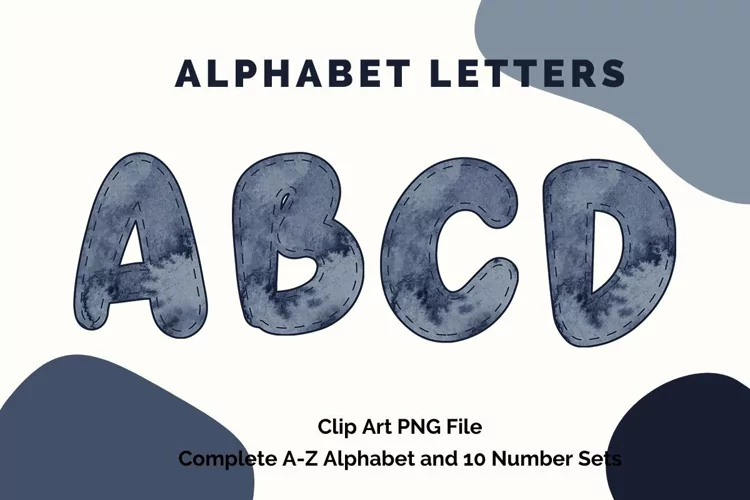Watercolor Alphabet Letters Sublimation Digital Clipart