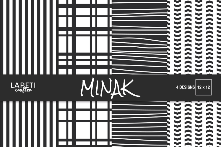 Black White Digital Paper, Modern Stripe Pattern Background