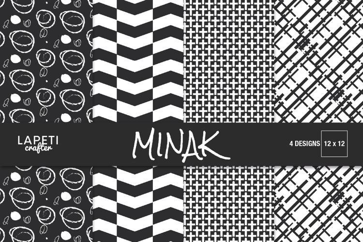 Black White Digital Papers, Geometric Patterns 12x12