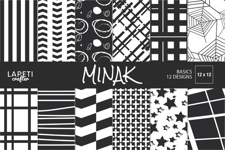 Black and white geometric digital papers with modern abstract patterns and bold monochrome designs.