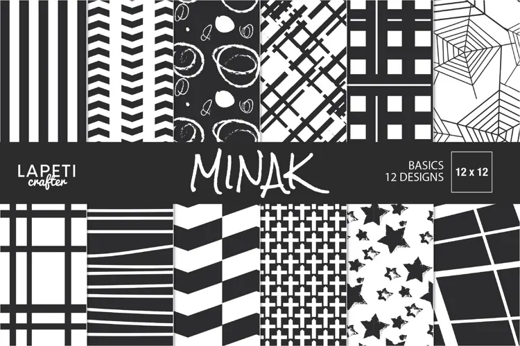 Black and White Geometric Papers with Modern Pattern Designs