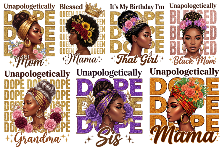 Black Woman PNG Sublimation Bundle Unapologetically Dope
