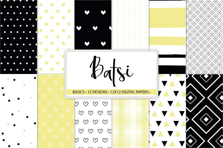 modern black yellow digital paper patterns