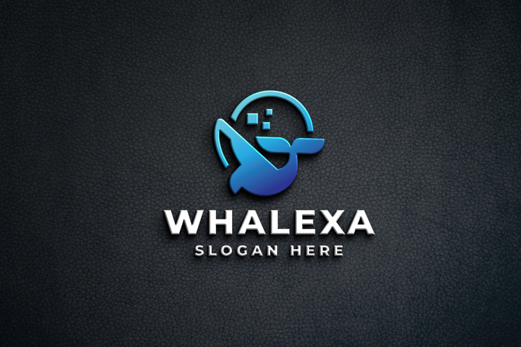 Modern Whale Logo - Digital Tech & AI Design