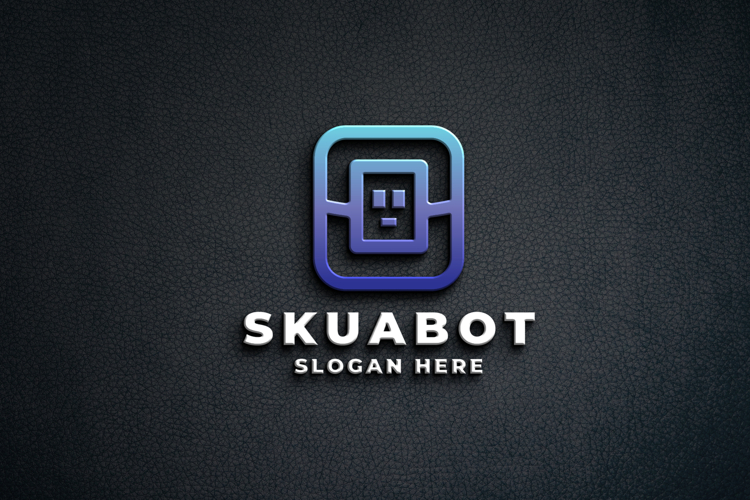Modern Robot Bot Logo - Geometric & AI Design