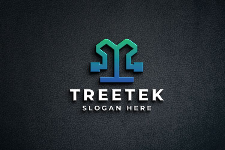 Modern Tree Logo - Digital & Green Tech Design
