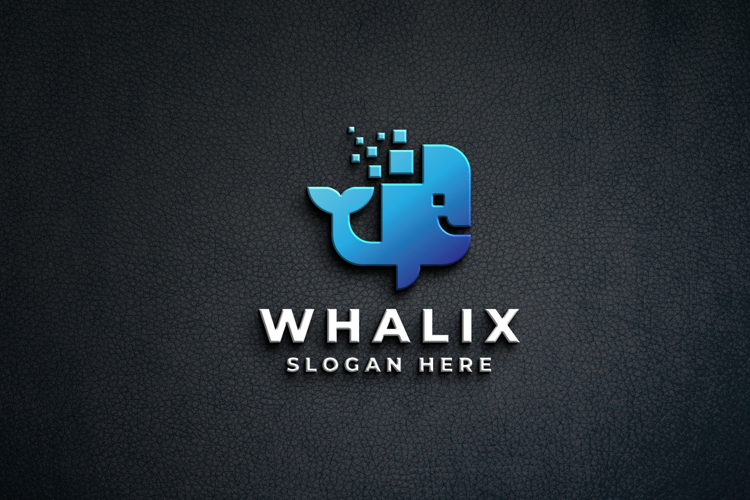 Modern Whale Logo - Digital & Pixel Design