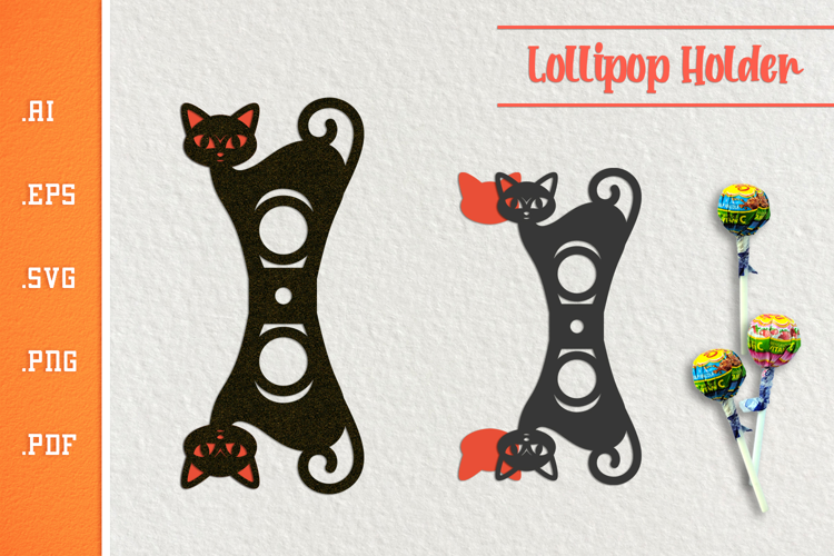 Halloween Black Cat Lollipop Holder - Paper Cut SVG
