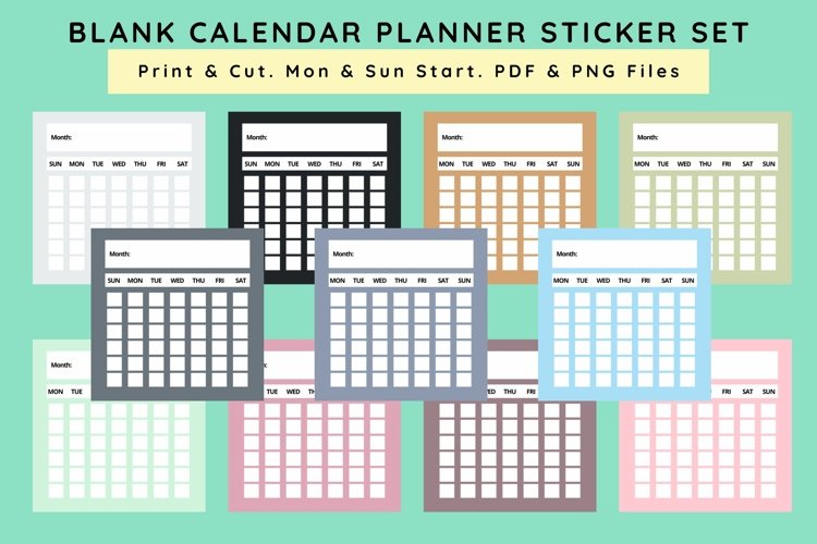 144 Printable Blank Calendar Stickers For Planner 144 Printable Blank Calendar Stickers For Planner