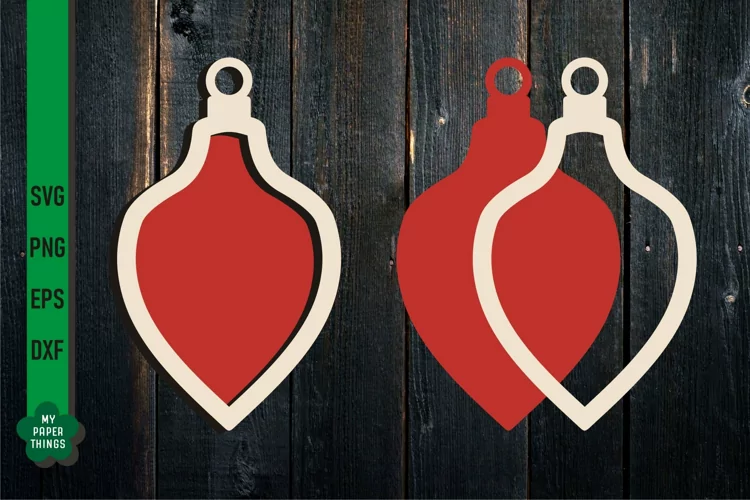 Blank Vintage Christmas Ornament, Laser Cut Svg