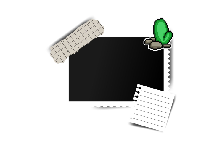 Blank frame photo with collage element and sticker cactus ve