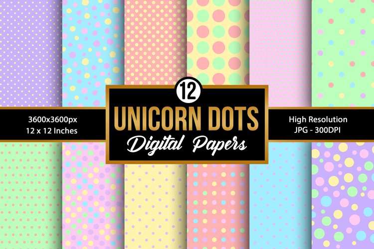 Unicorn Colors Polka Dots Digital Papers