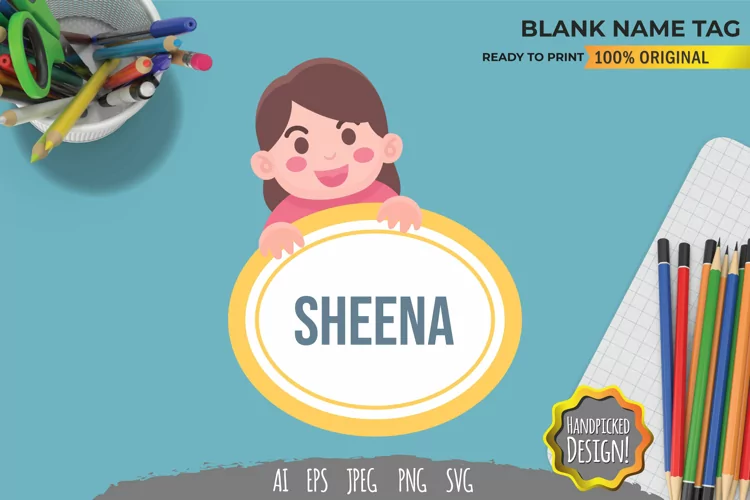 Girl Blank Name Tag