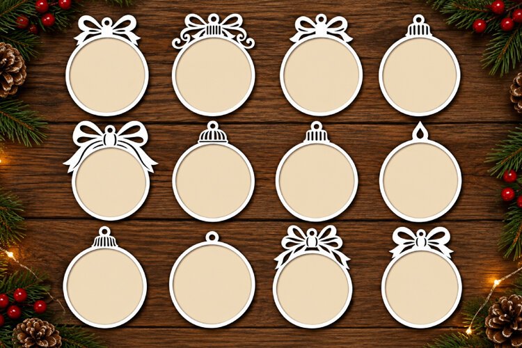 Blank Ornament SVG Laser Files, Christmas Decor SVG example image 1