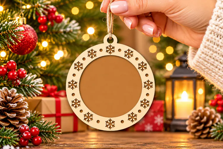Blank Snowflake Bauble SVG, Laser Cut Wood Glowforge Files