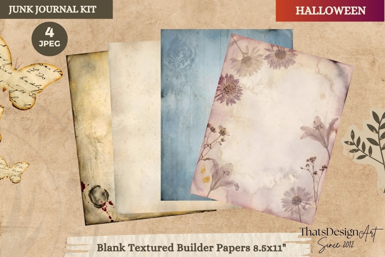 Gothic Haunted House Halloween Junk Journal blank textured example image 1