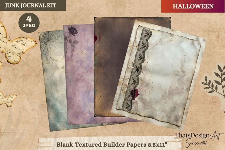 Gothic Haunted House Halloween Junk Journal blank textured example image 1