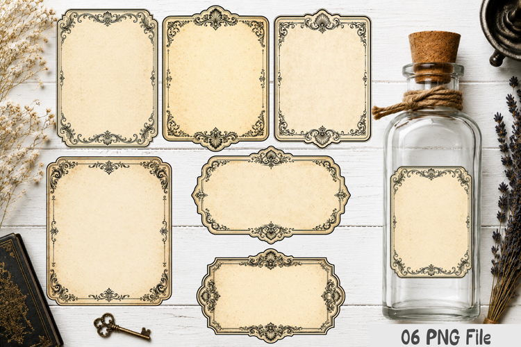 Blank Vintage Apothecary Labels PNG