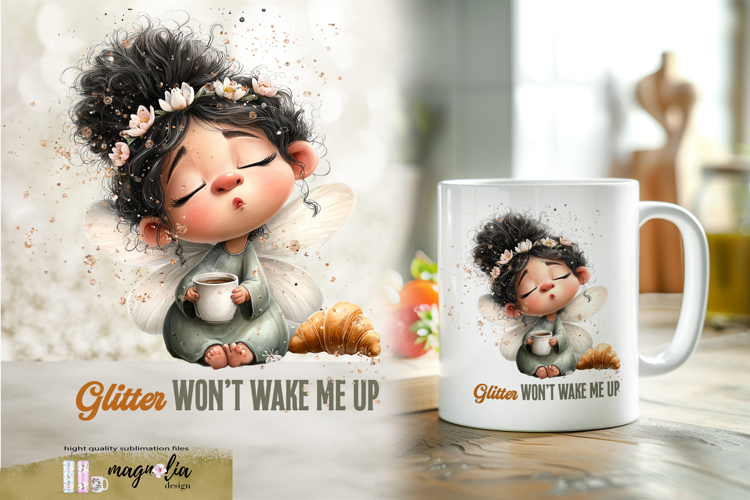 Sarcastic fairy watercolor clipart, Coffee mug wrap sublimat