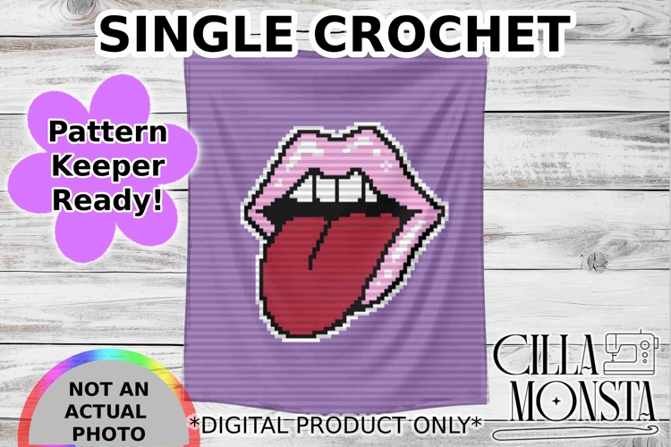 Lips & Tongue Single Crochet/Tapestry Pattern Keeper Rea