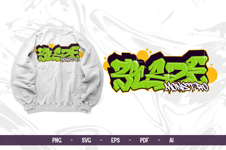 Blaze Monstro Wild Graffiti Tag for Apparel, Streetwear SVG
