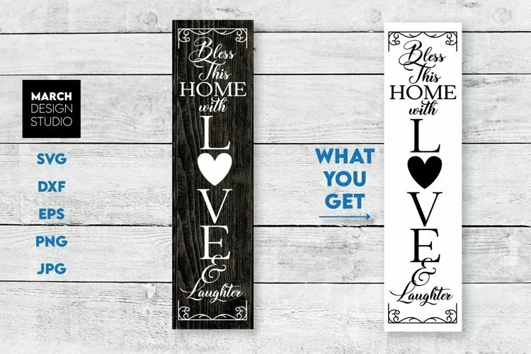 Bless This Home With Love Porch Welcome Sign SVG PNG