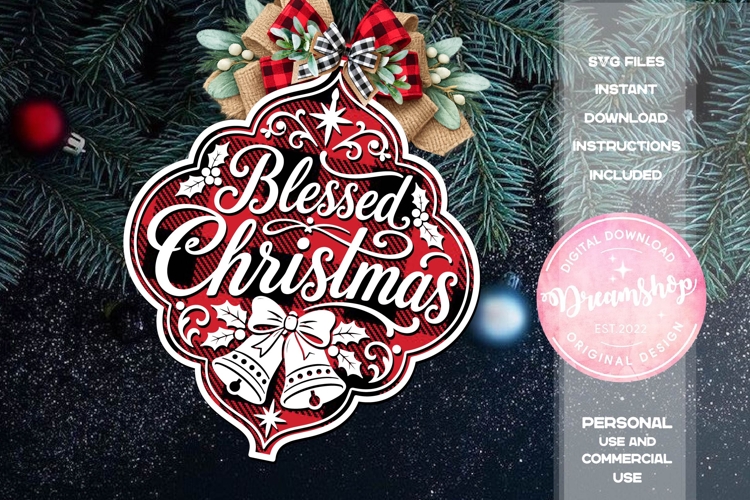 Blessed Christmas Bells Ornament SVG