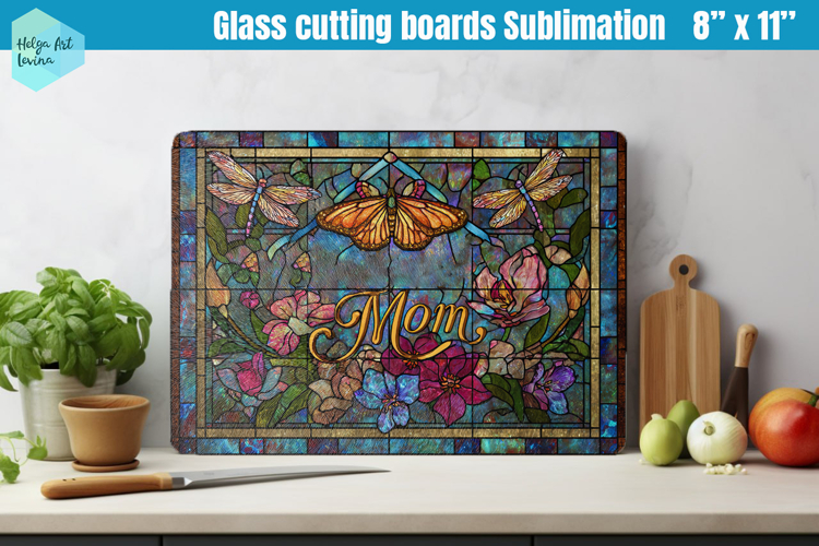 Glass Cutting Boards Kitchen | Blessed Mom Floral