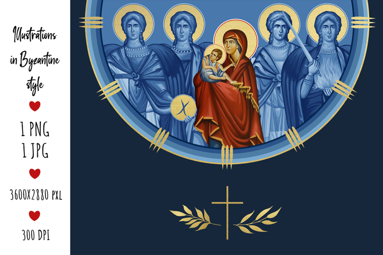 Blessed Mary and Jesus and 4 Cardinal Points