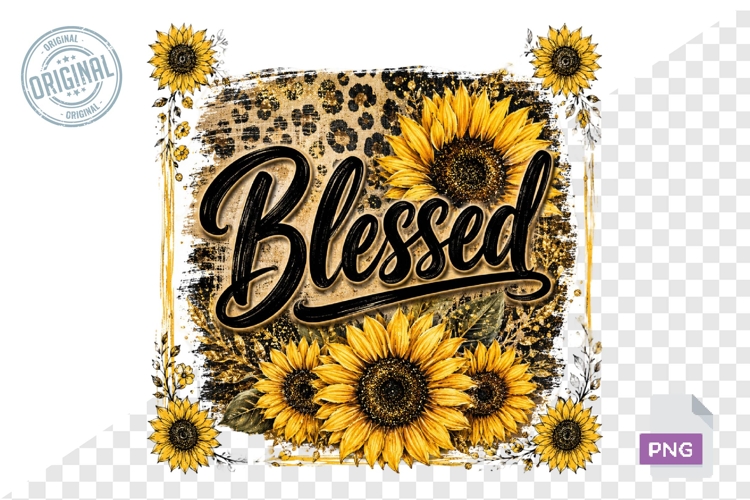 Blessed Sunflower Leopard Print PNG Design For Shirts