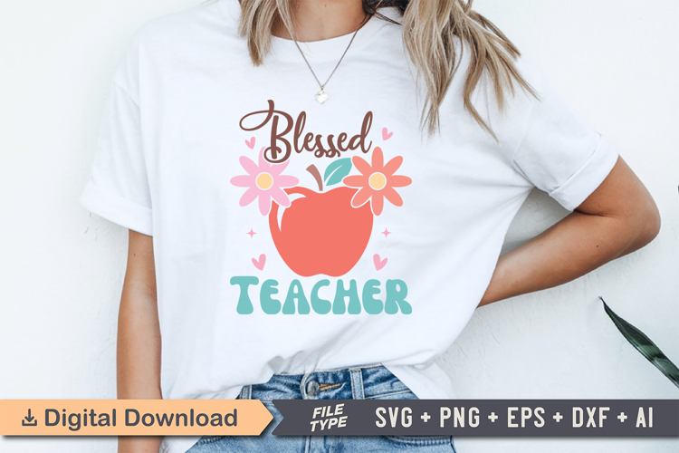 Blessed Teacher SVG | Boho Teacher SVG | Teacher Floral PNG