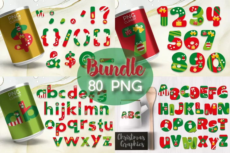 Christmas Alphabet Clipart Graphics Bundle