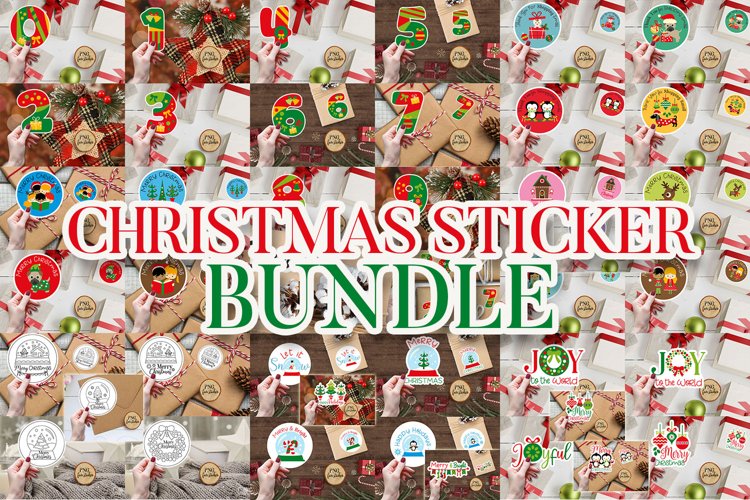 Printable Christmas Packaging Stickers Bundle - 40 PNG