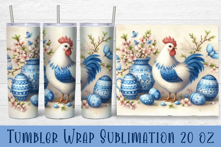 Easter animal Tumbler wrap | Cute blu Easter sublimation