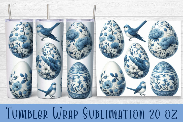 Easter animal Tumbler wrap | Cute blu Easter sublimation