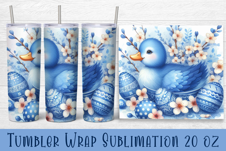 Easter animal Tumbler wrap | Cute blu Easter sublimation