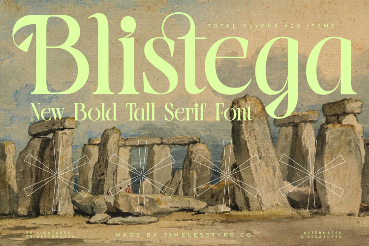 Blistega - New Bold Tall Serif Font