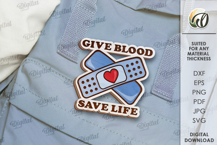 Blood Donor Badge Laser Cut. Blood Donation Badge SVG