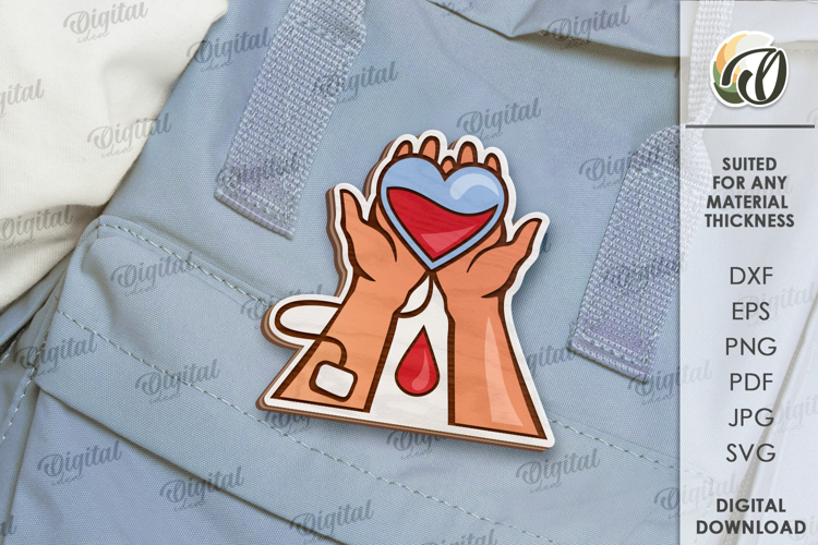 Blood Donor Badge Laser Cut. Blood Donation Badge SVG