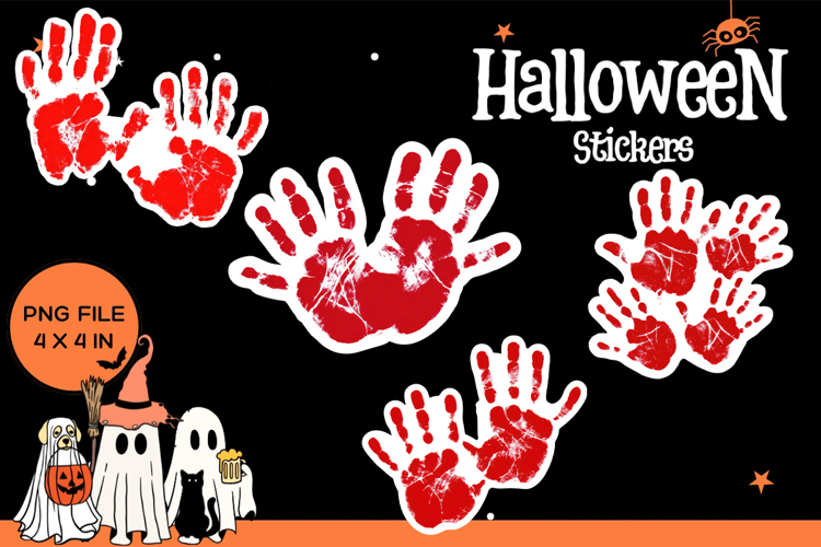 Halloween Sticker Printable Bloody Hand Stickers Ghost