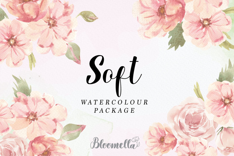 Pastel Pink Soft Florals Watercolour Clipart Elements