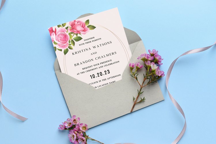Blooming Flower Watercolor Wedding Invitation